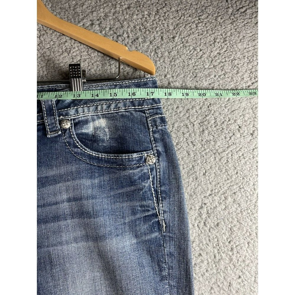 Miss Me Jeans Womens Size 32 Blue Signature Skinny Embellished Denim Ladies Pant - Picture 5 of 12